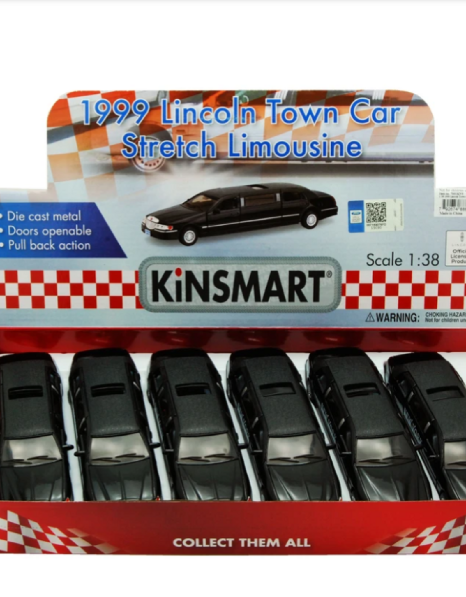 Die Cast Pull Back Lincoln Town Car Limo 7"