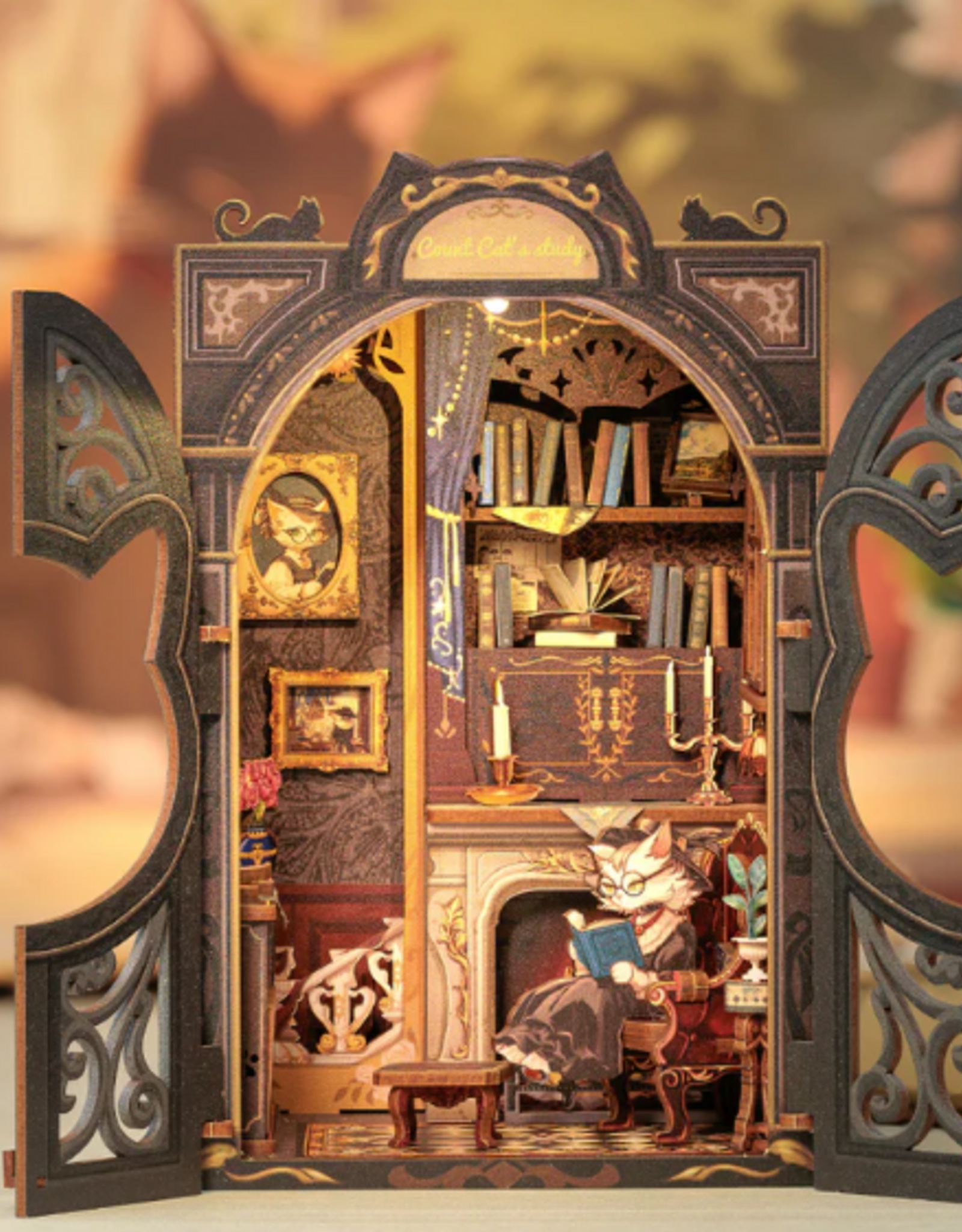 CUTEBEE DIY Book Nook-Count Cat's Study