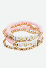 Great Pretenders Pink Love Bracelet Set 4pc