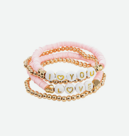 Great Pretenders Pink Love Bracelet Set 4pc
