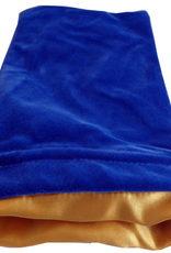 LARGE DICE BAG VELVET BLUE W/ GOLD SATIN 6x8"