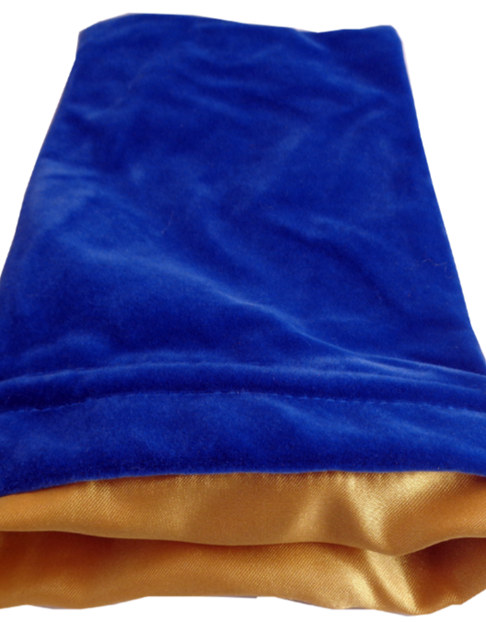 LARGE DICE BAG VELVET BLUE W/ GOLD SATIN 6x8"