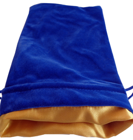 LARGE DICE BAG VELVET BLUE W/ GOLD SATIN 6x8"