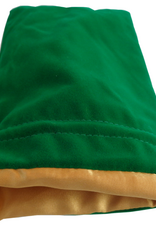 LARGE DICE BAG VELVET GREEN W/ GOLD SATIN 6x8"
