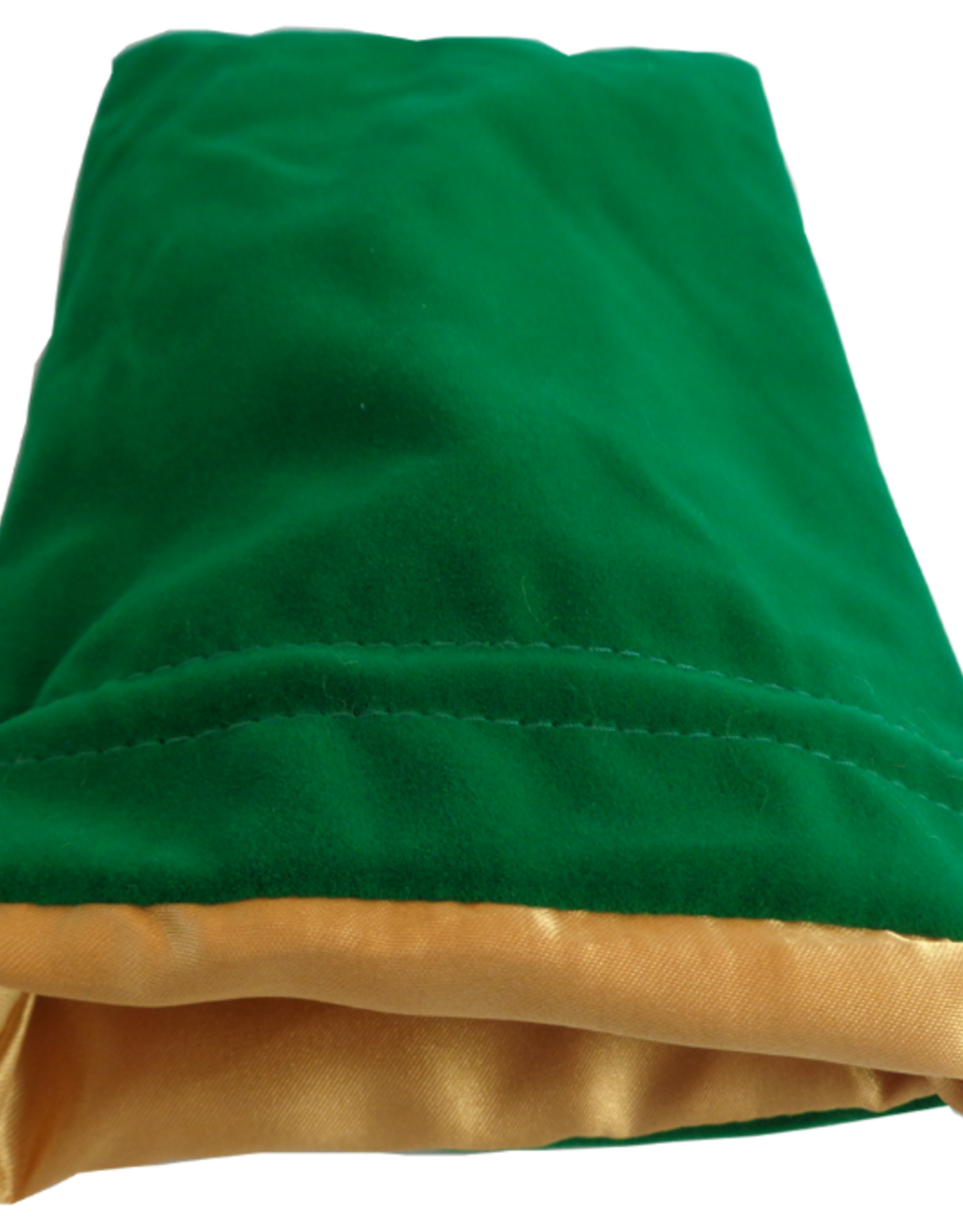 LARGE DICE BAG VELVET GREEN W/ GOLD SATIN 6x8"