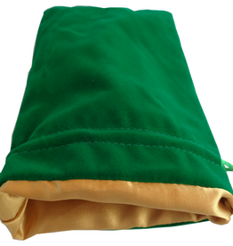 LARGE DICE BAG VELVET GREEN W/ GOLD SATIN 6x8"