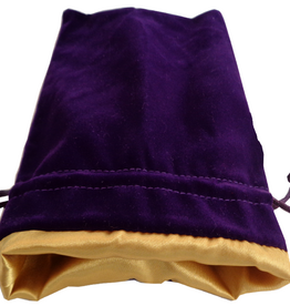 LARGE DICE BAG VELVET PURPLE W/ GOLD SATIN 6x8"