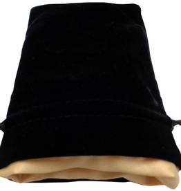 SMALL DICE BAG VELVET BLACK W/ GOLD SATIN 4x6"
