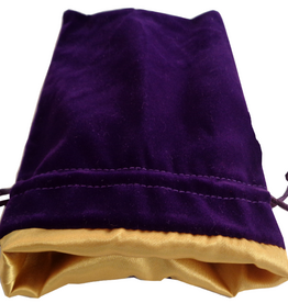 SMALL DICE BAG VELVET PURPLE W/ GOLD SATIN 4x6"