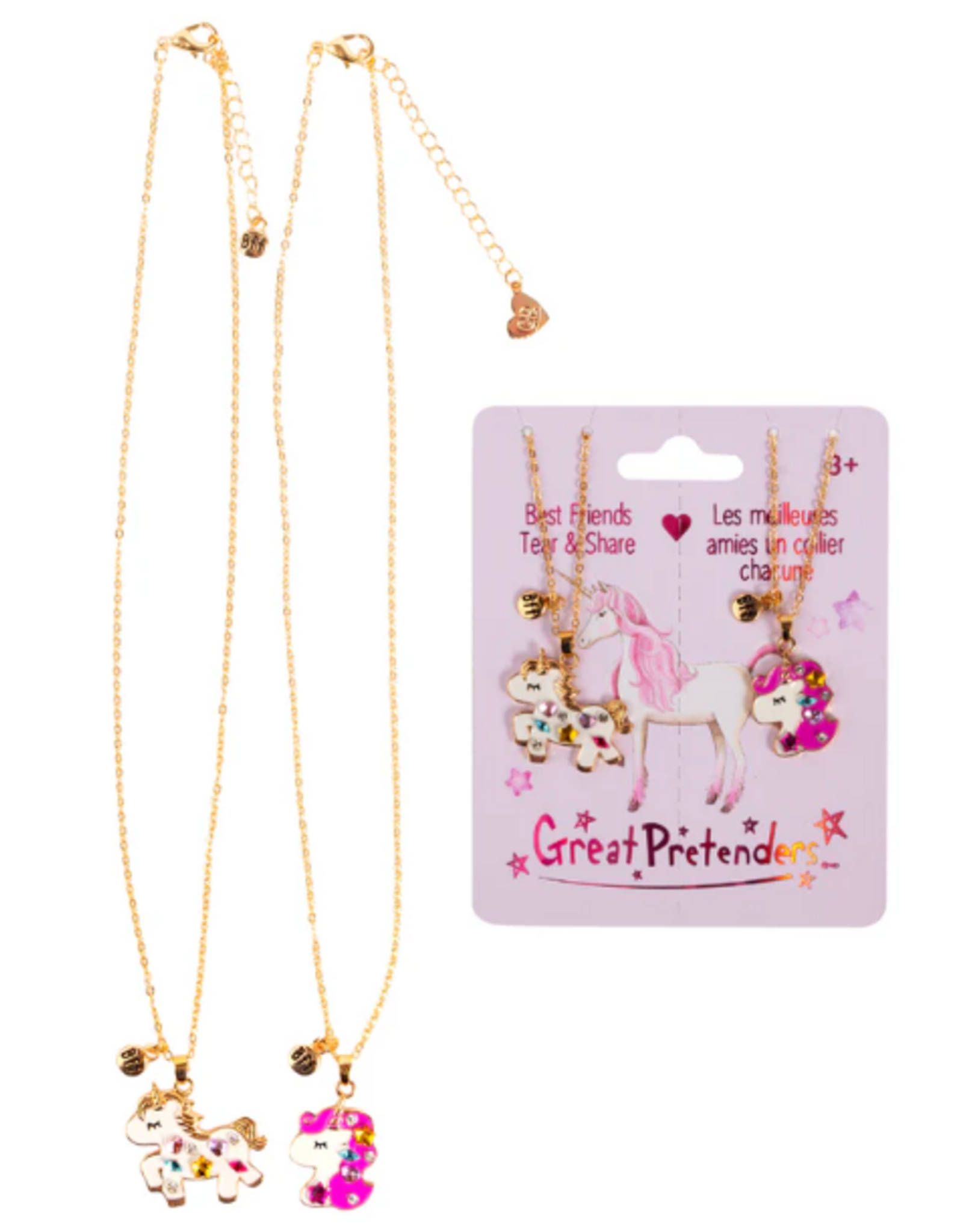 Great Pretenders Bejewelled Unicorns Tear and Share Necklace