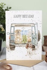 Wrendale Design Card - Birthday 'Barking Birthday' Labrador & Spaniel Single Card
