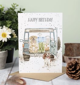 Wrendale Design Card - Birthday 'Barking Birthday' Labrador & Spaniel Single Card