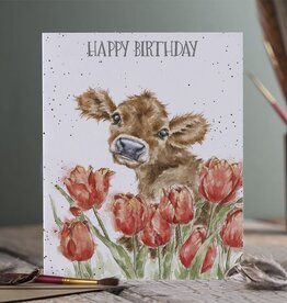 Wrendale Design Card - Birthday 'Birthday Bessie' Cow Single Card