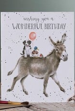 Wrendale Design Card - Birthday 'Birthday Donkey Ride' Donkey Single Card
