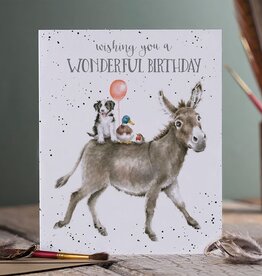 Wrendale Design Card - Birthday 'Birthday Donkey Ride' Donkey Single Card