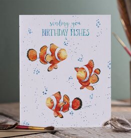 Wrendale Design Card - Birthday 'Brithday Fishes' Clown Fish Single Card