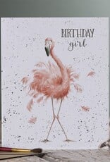 Wrendale Design Card - Birthday Girl Flamingo Card