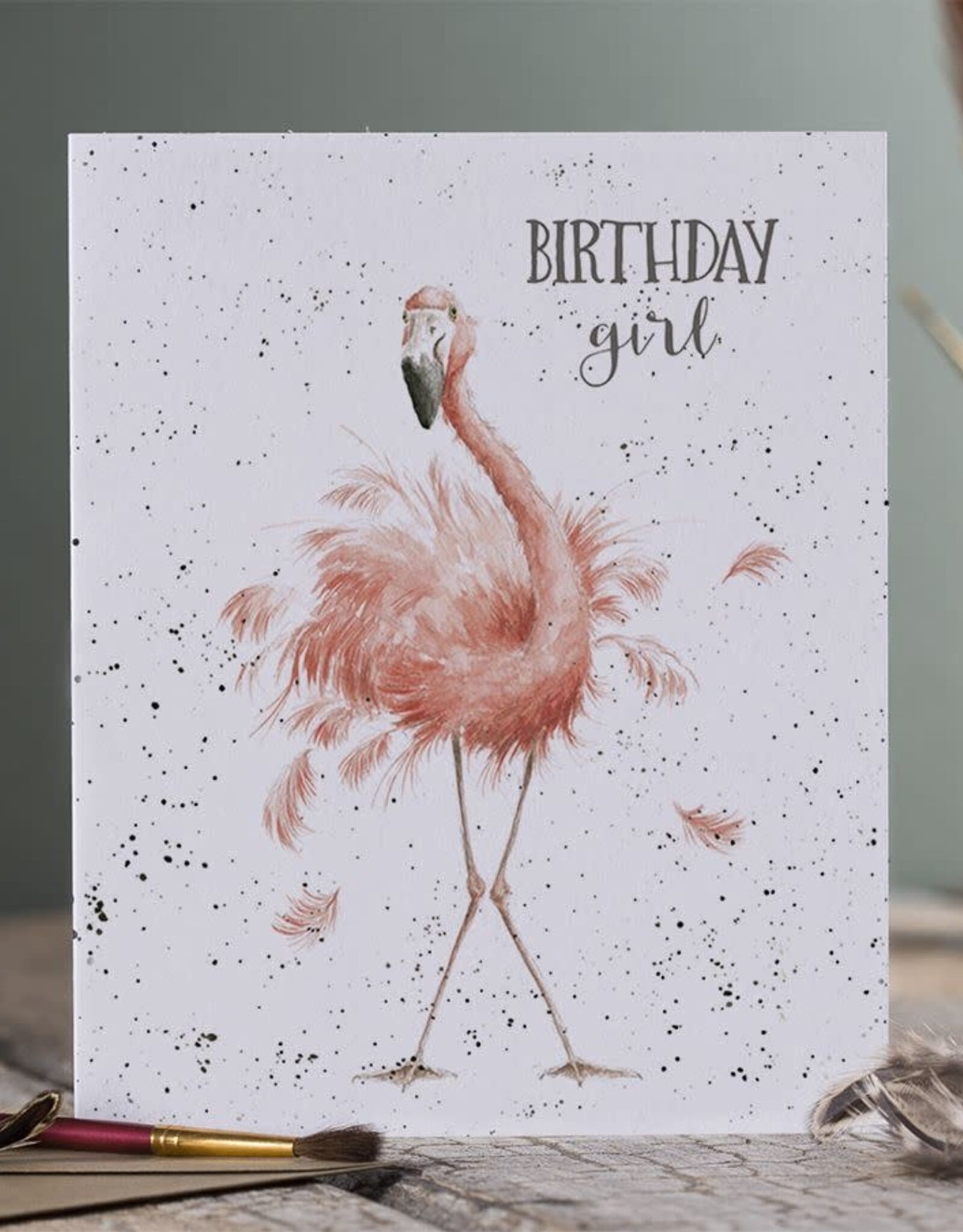Wrendale Design Card - Birthday Girl Flamingo Card