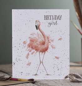 Wrendale Design Card - Birthday Girl Flamingo Card