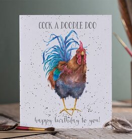 Wrendale Design Card - Birthday 'Cock a Doodle Doo' Cockerel Single Card