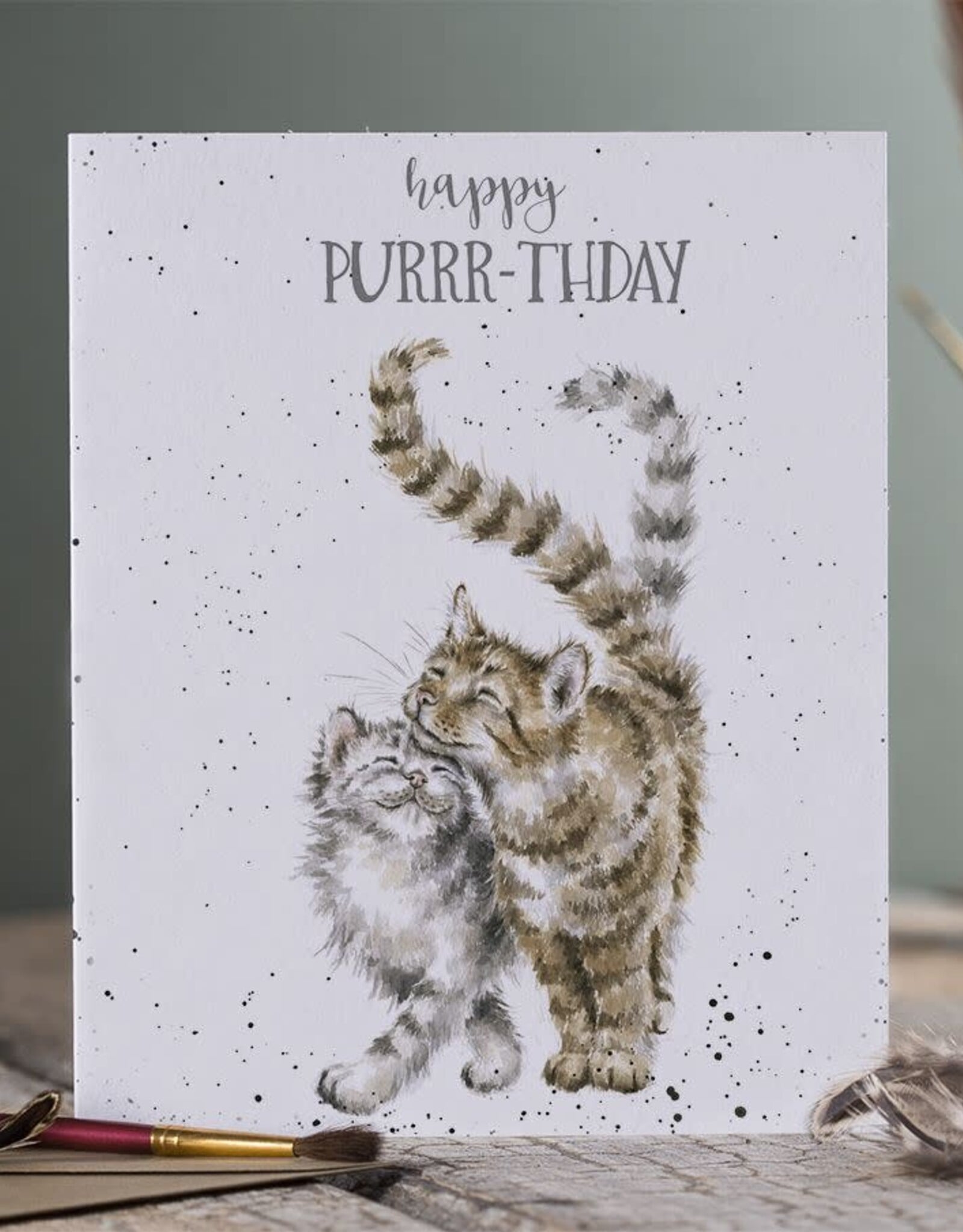 Wrendale Design Card - Birthday 'Happy Purrrthday' Cat Single Card