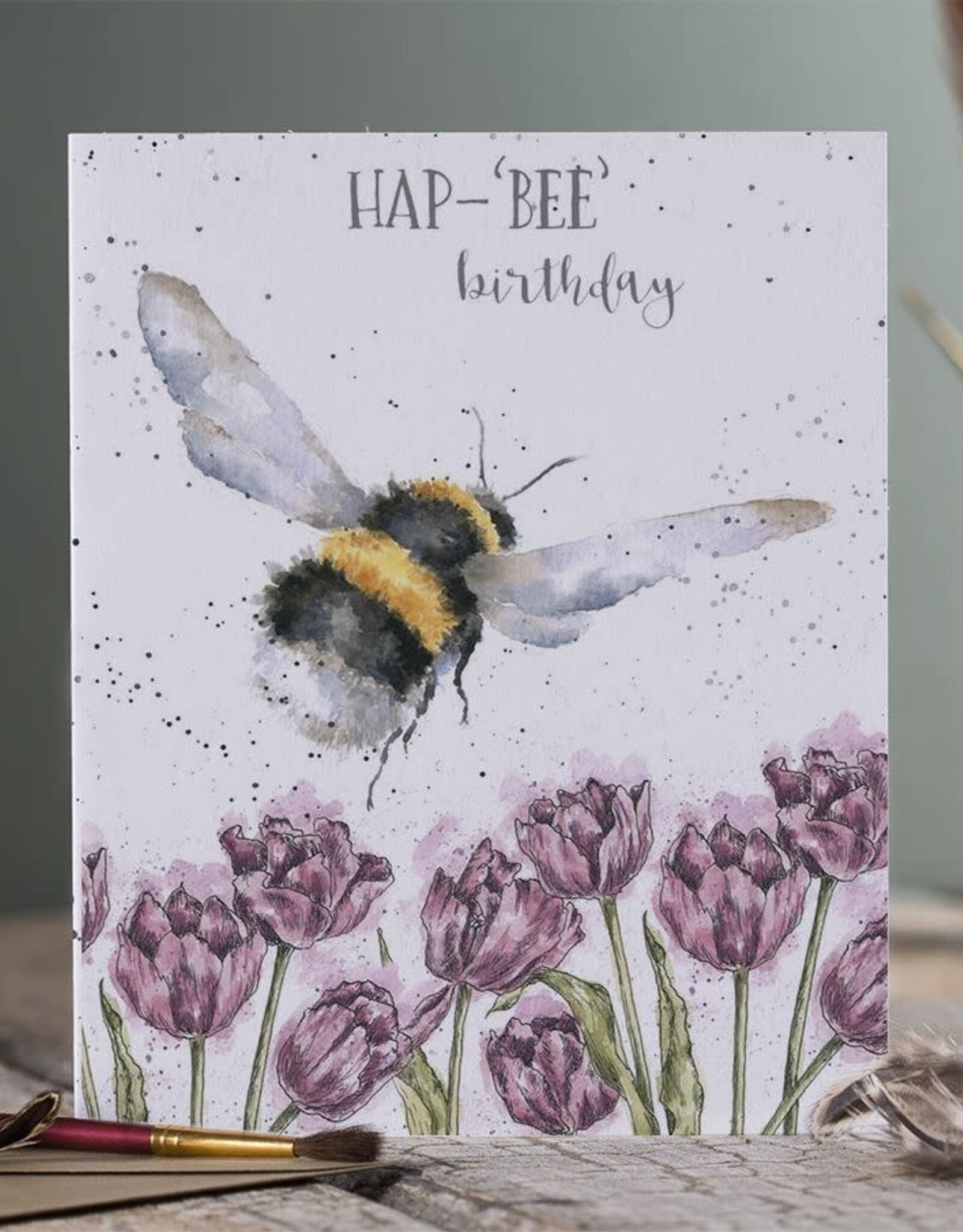Wrendale Design Card - Birthday 'HapBee Birthday' Bee Single Card
