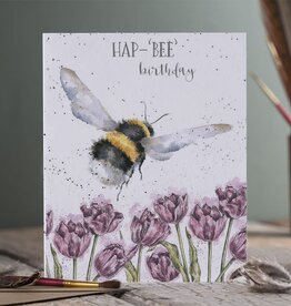 Wrendale Design Card - Birthday 'HapBee Birthday' Bee Single Card