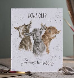 Wrendale Design Card - Birthday 'Just Kidding' Goats Single Card