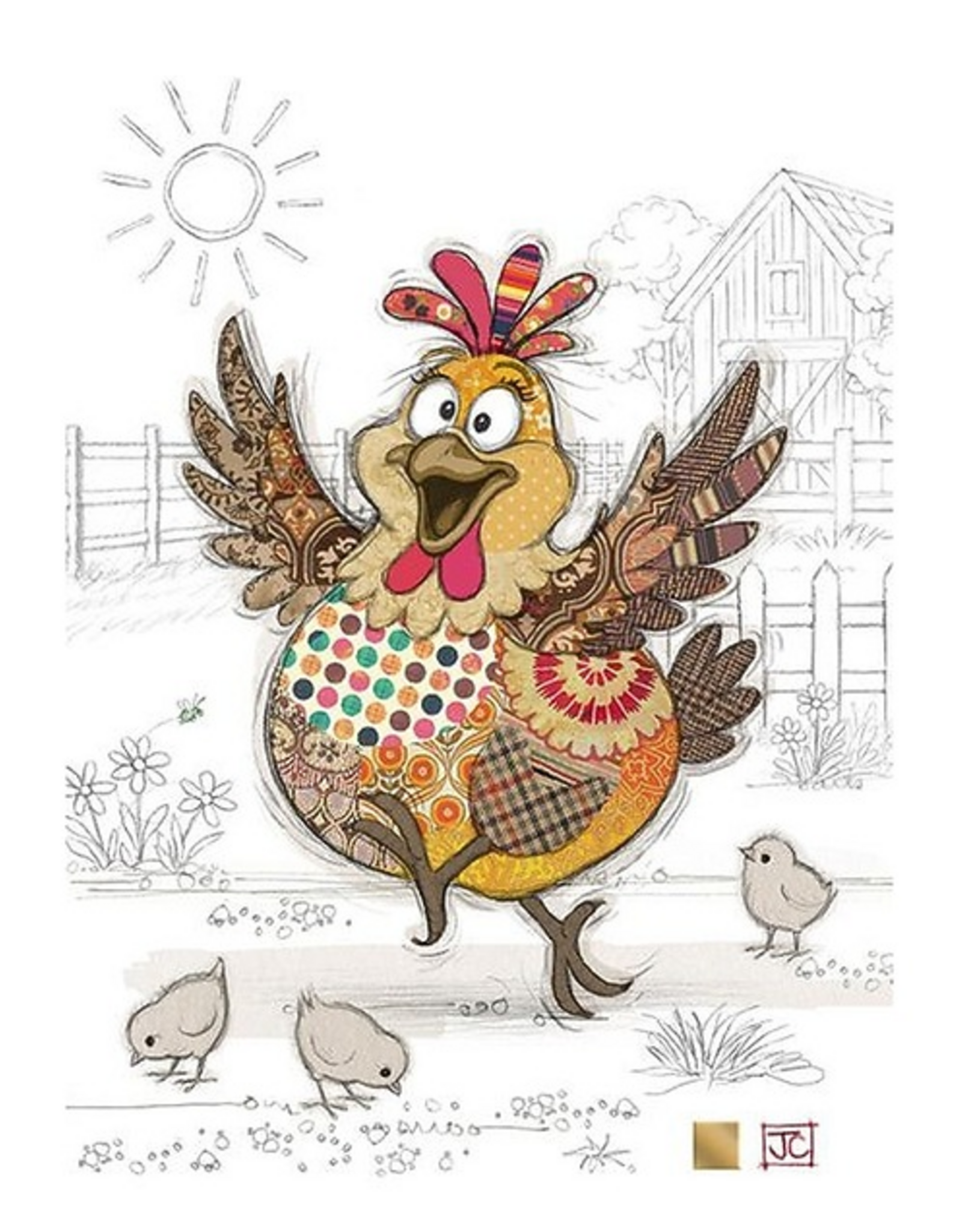 Bug Art Greeting Card - Harriet Hen