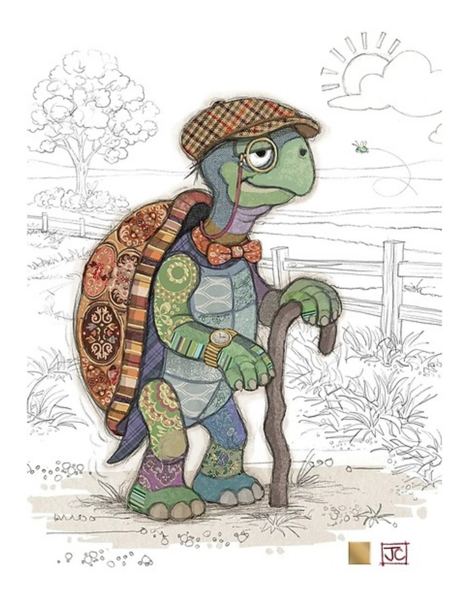 Bug Art Greeting Card - Theodore Tortoise