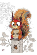 Bug Art Greeting Card - Sarah Squirrel