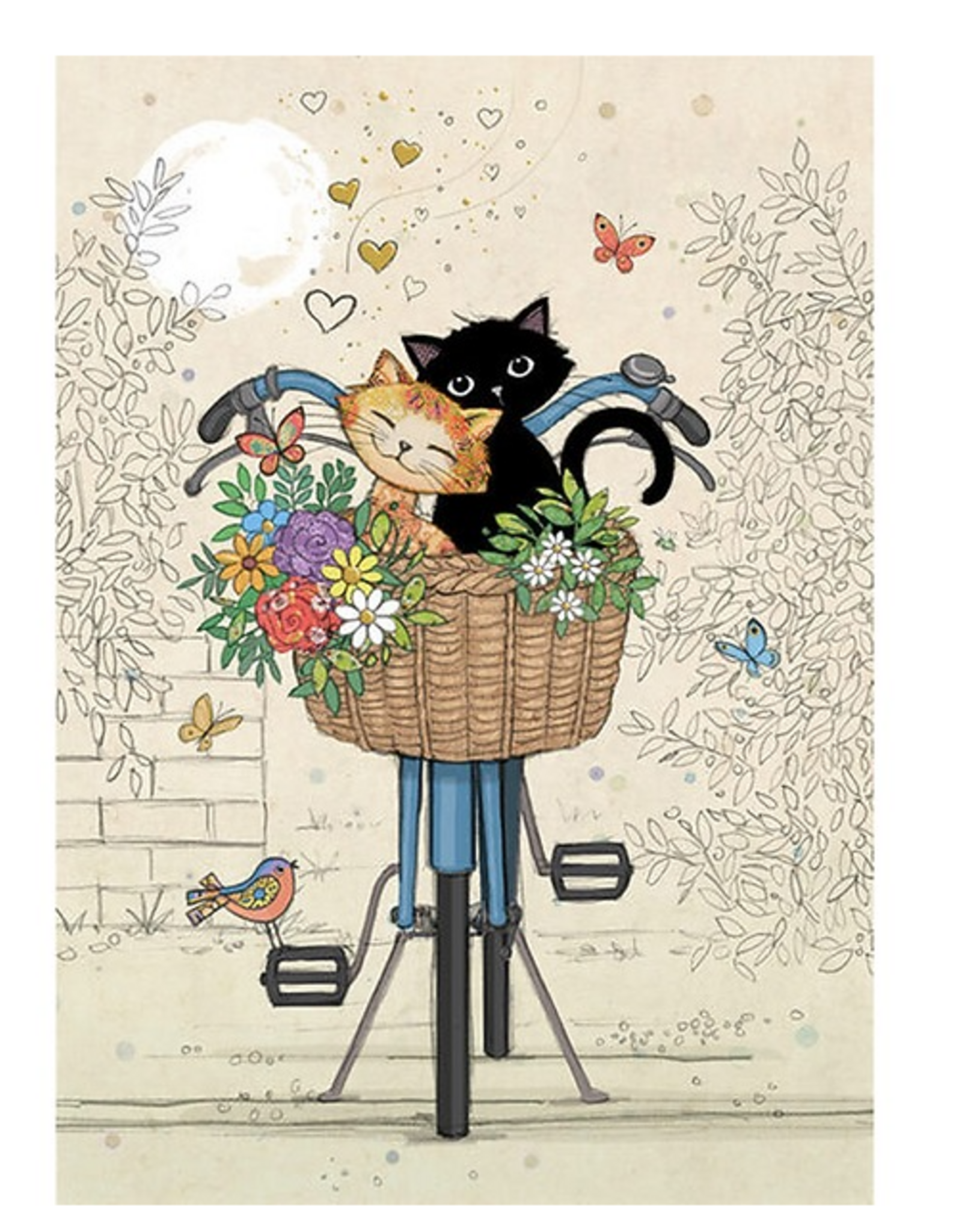 Bug Art Greeting Card - Bike Cat