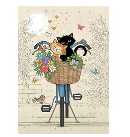 Bug Art Greeting Card - Bike Cat
