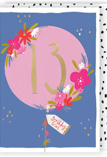 Lemon & Lime Card Balloon 13 Birthday Girl
