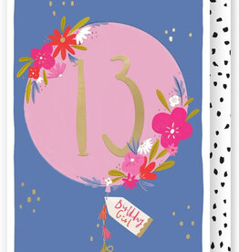 Lemon & Lime Card Balloon 13 Birthday Girl