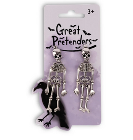Great Pretenders Spooky Scary Skeleton Clip On Earrings
