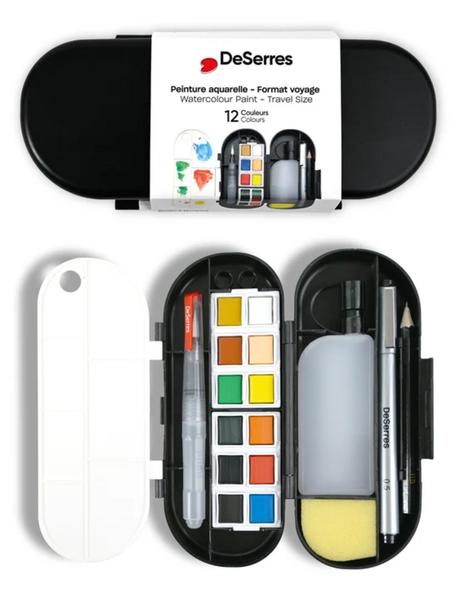 DeSerres WATERCOLOUR TRAVEL KIT-17 PIECES