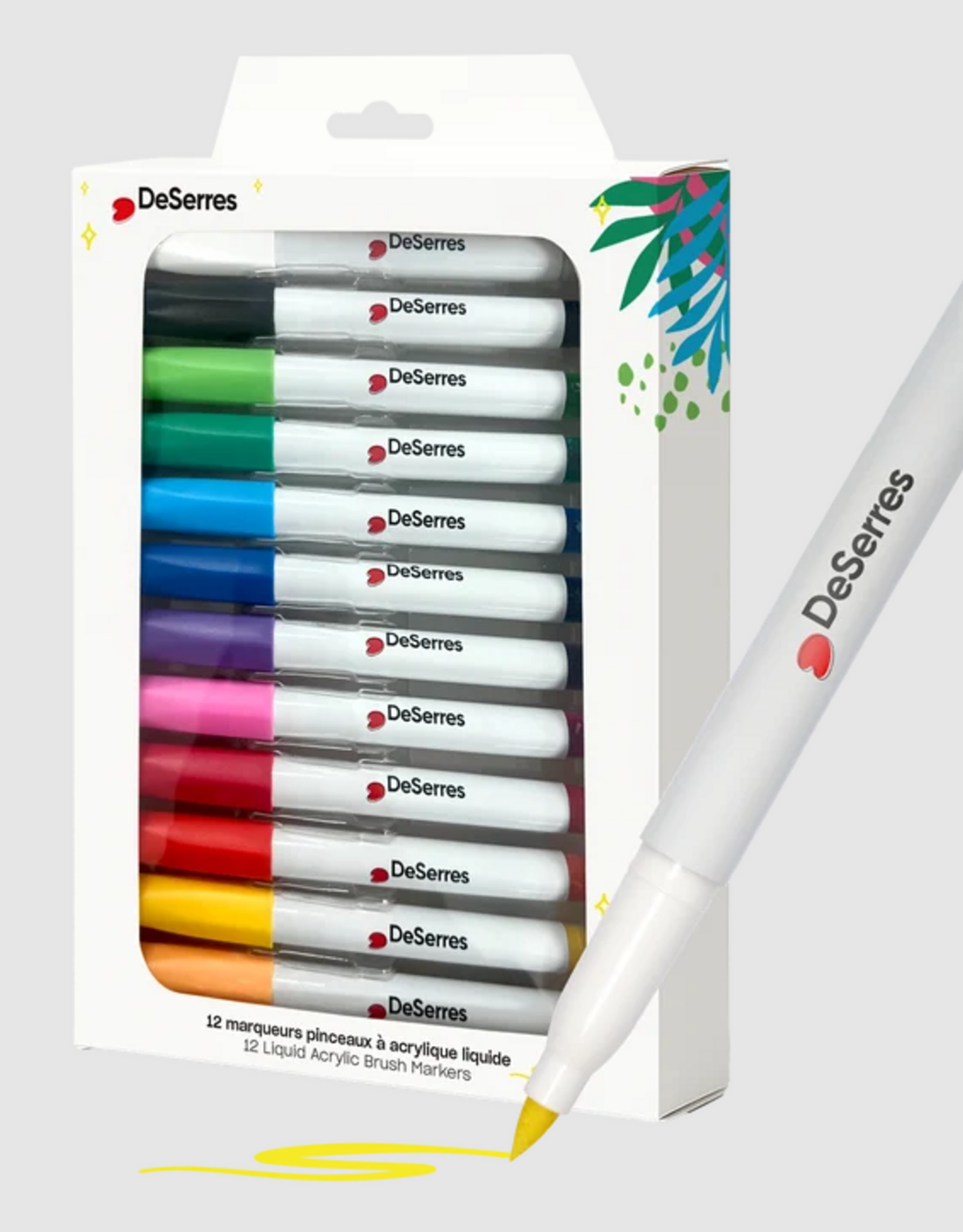 DeSerres 12 BRUSH TIP ACRYLIC MARKERS