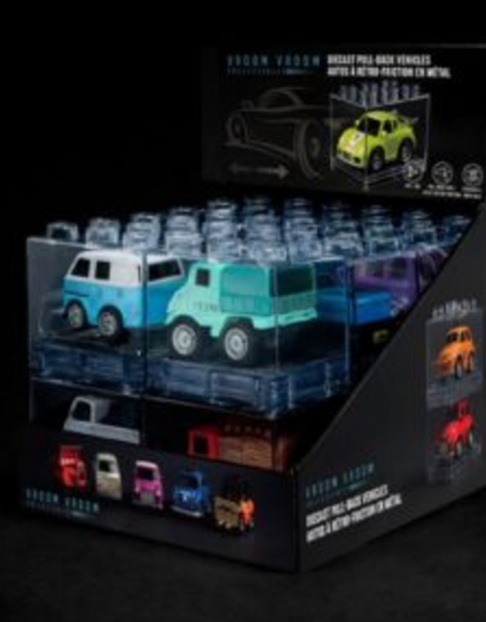 Vroom Vroom VVC Mixed Vehicles - Stackable Pull-Back Diecast