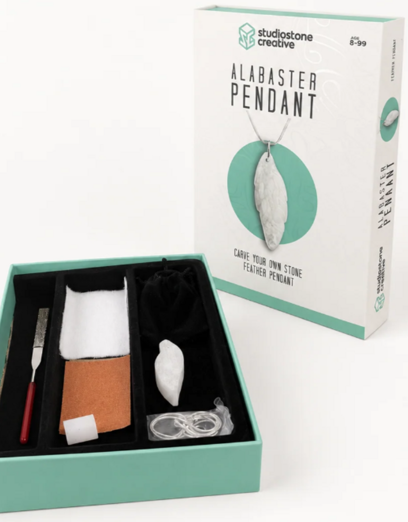 Studiostone Creative Feather Alabaster Pendant Carving Kit