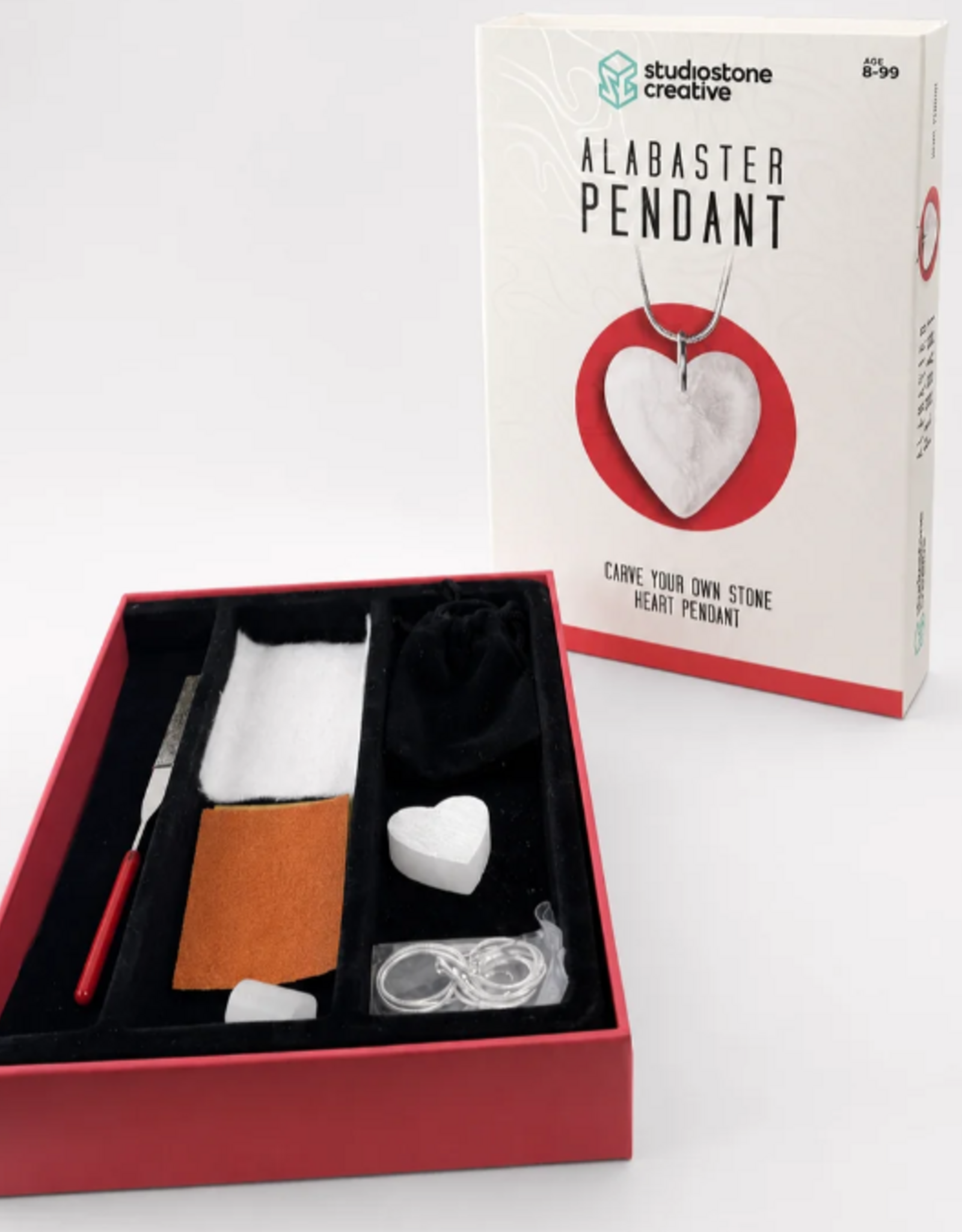 Studiostone Creative Heart Alabaster Pendant Carving Kit