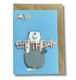 Peskovoi Bear with Scissors - Happy Birthday