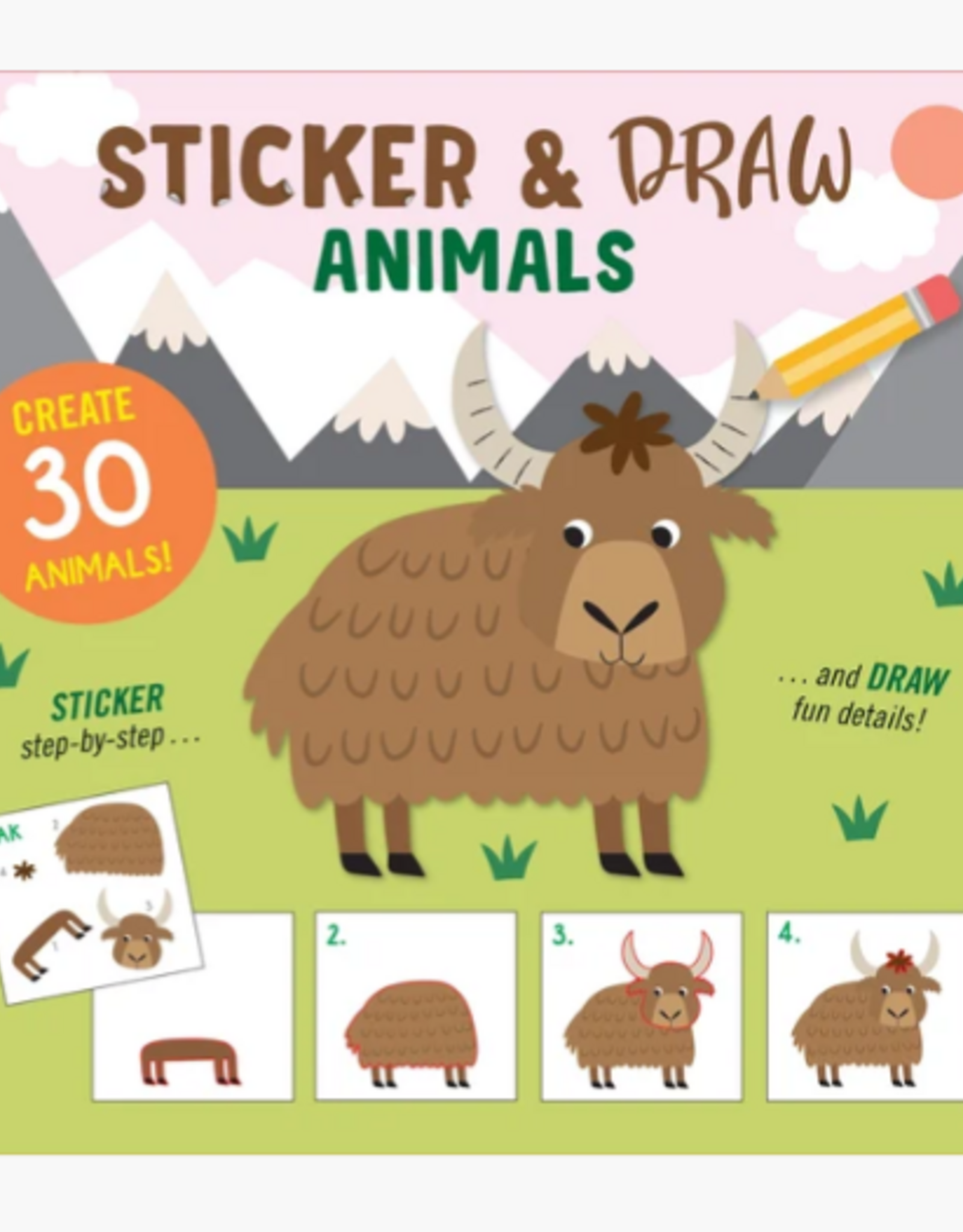 Peter Pauper Press Sticker & Draw Animals (Create 30 Animals!)
