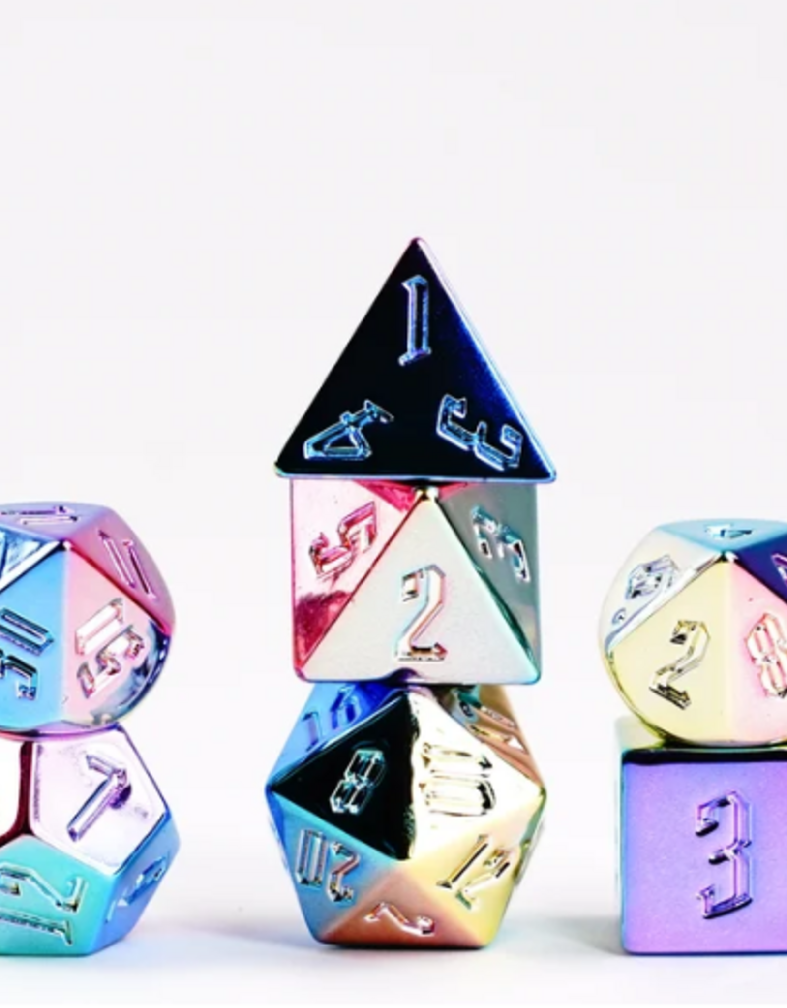 Dice 7pc - 16mm - Aluminum Plated Acrylic - Rainbow Aegis Unlinked