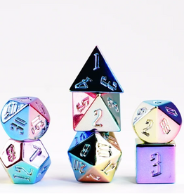 Dice 7pc - 16mm - Aluminum Plated Acrylic - Rainbow Aegis Unlinked