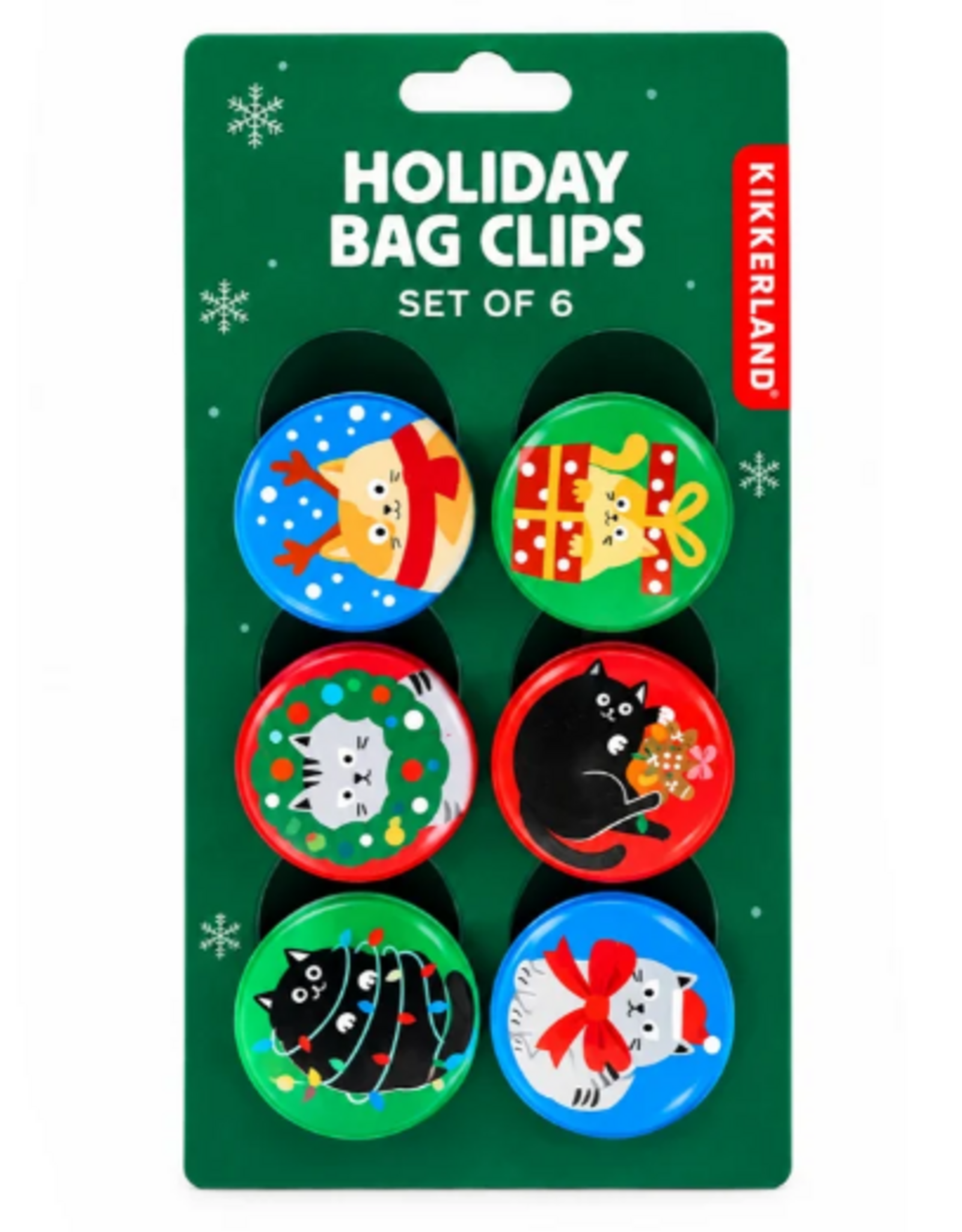 Kikkerland CHRISTMAS CATS BAG CLIPS