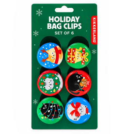 Kikkerland CHRISTMAS CATS BAG CLIPS
