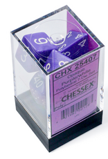 Chessex Dice - 7pc Opaque - Purple & White Polyhedral
