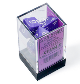 Chessex Dice - 7pc Opaque - Purple & White Polyhedral