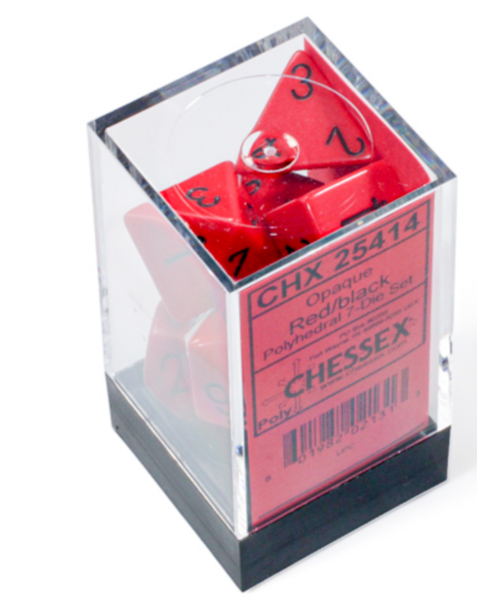 Chessex Dice - 7pc Opaque - Black & Red Polyhedral